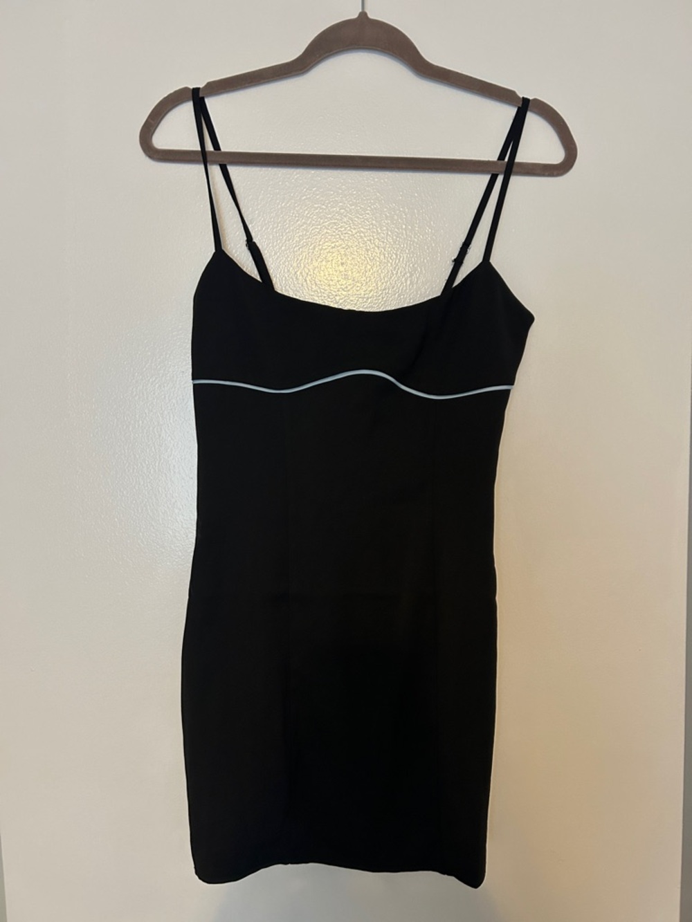 White Fox Boutique Black Mini Dress with White Piping